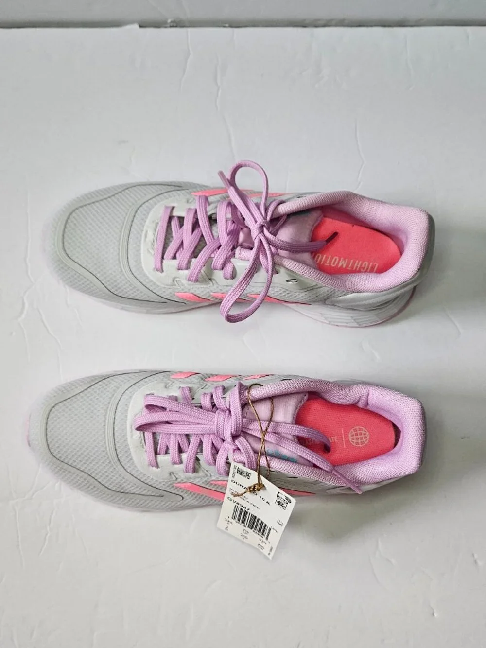 adidas Kids Sneakers in Light Gray and Pink Size 2